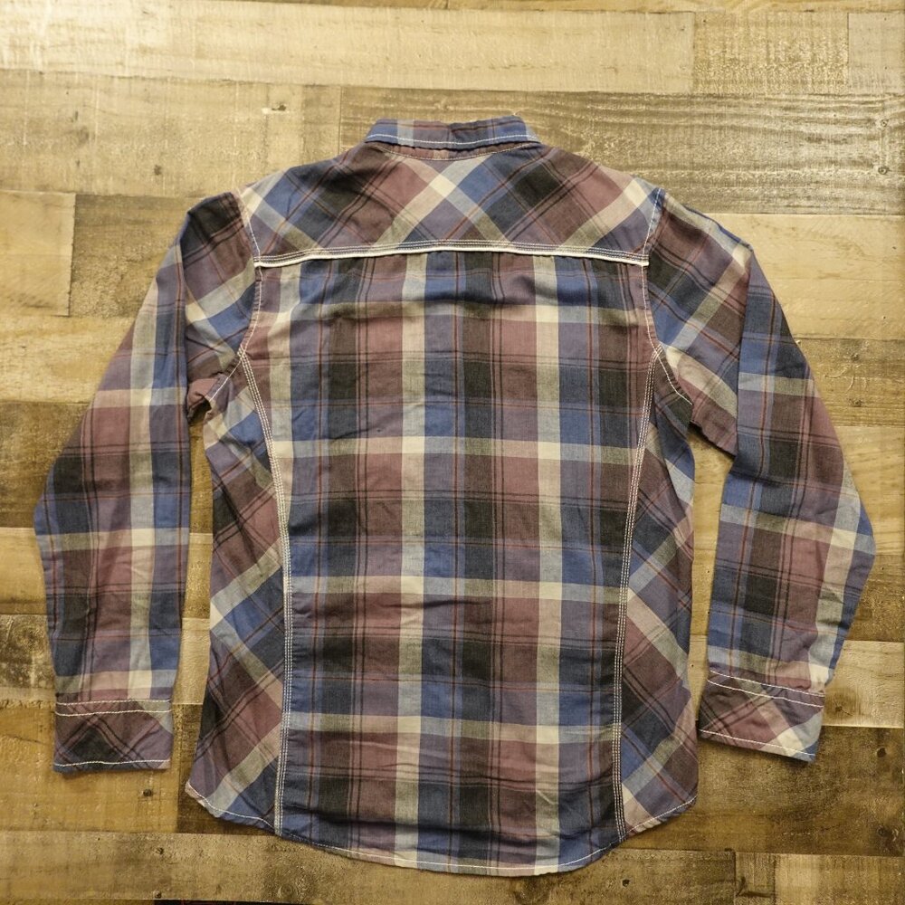 BKE Western Plaid Button-Up Shirt Men’s XL Burgundy Blue‎ Cowboy Casual - Picture 10 of 10